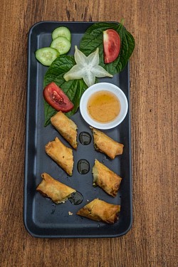 Spring roll cheese and naam phrik num